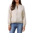 thumbnail image 1 of INSPIRE CHIC Bomber Jacket for Women Lightweight Cropped Floral Zip Up Casual Jackets 2XL Khaki, 1 of 6