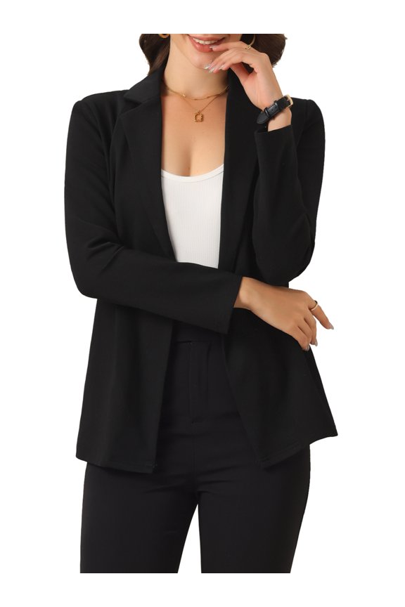 Business Blazer for Women's Casual Long Sleeve Work Office Open Front Suit Jacket XL Black
