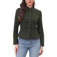thumbnail image 1 of INSPIRE CHIC Business Casual Blazer for Women Classic Button Warm Stand Collar Long Sleeve Work Fitted Blazer Suit Jackets M Army green, 1 of 6