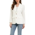thumbnail image 1 of INSPIRE CHIC Women's Blazer Notched Lapel Long Sleeve Single Breasted Work Suit Jackets L White, 1 of 6