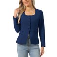 thumbnail image 1 of INSPIRE CHIC Business Casual Blazers for Women Button Down Scoop Neck Long Sleeve Office Work Blazer Jackets with Pockets L Navy Blue, 1 of 6