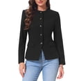 thumbnail image 1 of INSPIRE CHIC Women's Crewneck Button Down Long Sleeve Blazer Jacket Black XS, 1 of 6