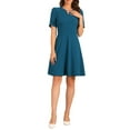 thumbnail image 1 of INSPIRE CHIC Mother's Day Business Dress for Women's Sweetheart Neck Pleated Short Sleeve A-Line Sheath Dress S Lake Blue, 1 of 6