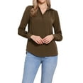 thumbnail image 1 of INSPIRE CHIC Button Down Collared Shirt for Women's Long Sleeve 2025 Business Casual Blouse Top XS Brown, 1 of 6
