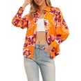 thumbnail image 1 of INSPIRE CHIC Button Down Floral Shirt for Women's Lantern Long Sleeve Point Collar Spring Summer Boho Blouse Top XS Orange, 1 of 6