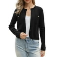 thumbnail image 1 of INSPIRE CHIC Button Knit Cardigan for Women's Long Sleeve Crew Neck Front Pockets Casual Sweater Cardigans S Black, 1 of 6