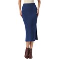 thumbnail image 1 of INSPIRE CHIC Cable Knit Sweater Skirt for Women's Elastic Waist A-Line Side Slit Casual Ribbed Knit Maxi Skirt S Dark Purple, 1 of 6