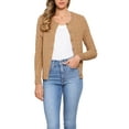 thumbnail image 1 of INSPIRE CHIC Cardigan Sweater for Women's Crew Neck Button Down Long Sleeve Casual Knit Tops L Light Brown, 1 of 6