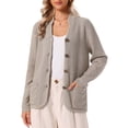 thumbnail image 1 of INSPIRE CHIC Cardigan Sweater for Women's V Neck Button Down Casual Long Sleeve Open Front Sweaters with Pockets XS Brown, 1 of 6