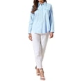 thumbnail image 1 of INSPIRE CHIC Casual Button Down Shirts for Women's Collared Rolled Long Sleeve Blouse 2XL Light Blue, 1 of 6