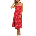 thumbnail image 1 of INSPIRE CHIC Casual Floral Dress for Women's Smocked Sleeveless Beach Midi Dresses XS Red, 1 of 6