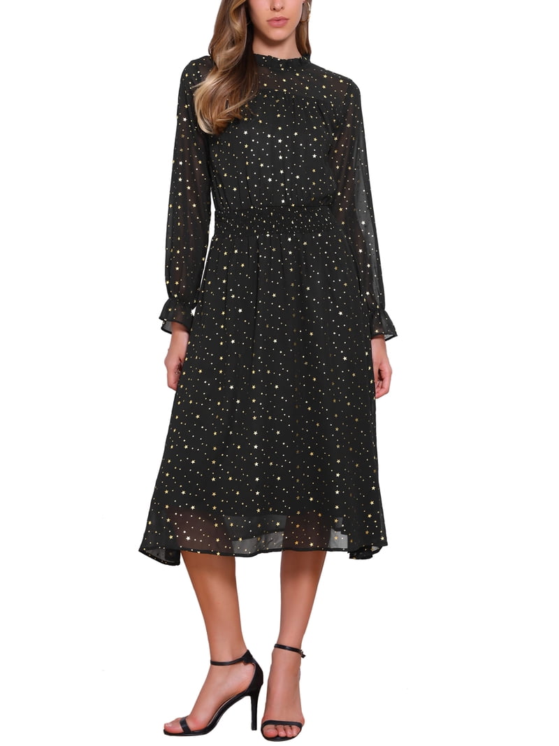 midi a line dress for women Alison Black Square-Neck A-Line Midi Dress – Club L London