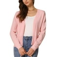 thumbnail image 1 of INSPIRE CHIC Casual Sweater Cardigan for Women's Open Front Long Sleeve Peplum Knit Outwear L Pink, 1 of 6