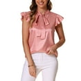 thumbnail image 1 of INSPIRE CHIC Casual Top for Women's Ruffled Cap Sleeve Work Polka Dots Shirts Blouse XS Pink, 1 of 6