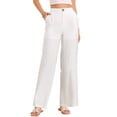 thumbnail image 1 of INSPIRE CHIC Casual Wide Leg Pants for Women's Elastic High Waist One Button Lightwieght Pants Trousers with Pockets XL White, 1 of 5