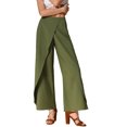 thumbnail image 1 of INSPIRE CHIC Casual Wide Legs Pants for Women's Elastic High Waist Split Side Loose Trousers S Army Green, 1 of 6