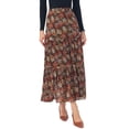 thumbnail image 1 of INSPIRE CHIC Chiffon Floral Skirt for Women's High Waist A-Line Ruffle Hem Pleated Casual Maxi Skirts XS Black, 1 of 6