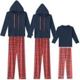 thumbnail image 1 of INSPIRE CHIC Christmas Matching Hooded Long Sleeve Top with Plaid Pants Family Pajama Sets M Blue ["Men"], 1 of 5