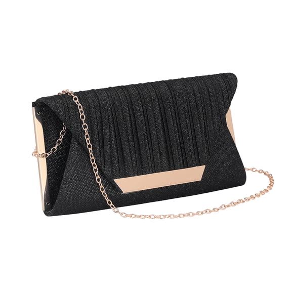 INSPIRE CHIC Clutch Purses Shiny Sequin Envelope Bag with Chain for Women Black