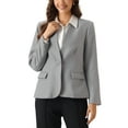 thumbnail image 1 of INSPIRE CHIC Collarless Blazer for Women's Office 1 Button Work Blazer Suit XS Grey, 1 of 5