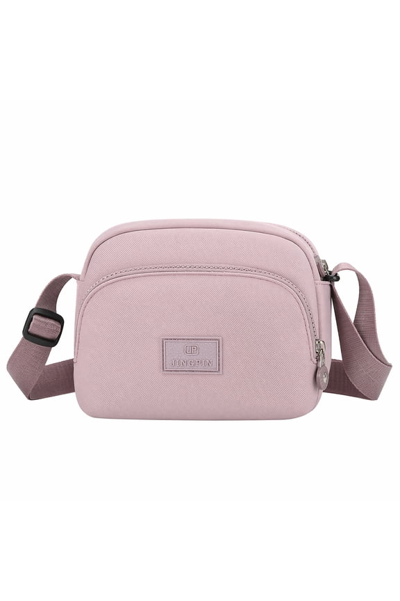 Compact Daily Cross-body Sling Bag for Women Minimalist Shoulder Purse with Smooth Zipper Closure & Adjustable Strap Pink
