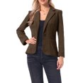 thumbnail image 1 of INSPIRE CHIC Corduroy Blazer for Women's Notched Lapel Long Sleeve Casual One Button Jacket with Pockets M Coffee, 1 of 6