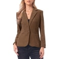 thumbnail image 1 of INSPIRE CHIC Corduroy Blazer for Women's Notched Lapel Long Sleeve Casual One Button Jacket with Pockets S Brown, 1 of 6