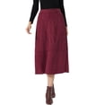 thumbnail image 1 of INSPIRE CHIC Corduroy Maxi Skirt for Women's Elastic High Waist Pockets Casual A Line Skirt L Burgundy, 1 of 6