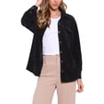 thumbnail image 1 of INSPIRE CHIC Corduroy Shirts for Women's Button Down Long Sleeve Casual Jacket S Black, 1 of 6