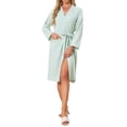 thumbnail image 1 of INSPIRE CHIC Cotton Robes for Women Long Sleeve V-Neck Loungewear Soft Spa Long Bathrobe with Pockets S Green, 1 of 6