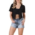 thumbnail image 1 of INSPIRE CHIC Crochet Cardigan for Women's Summer Tie Front Hollow Out Short Sleeve Crop Shrug XL Black, 1 of 6