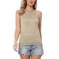 thumbnail image 1 of INSPIRE CHIC Crochet Knit Tank Tops for Women's Summer Casual High Neck Cami Sleeveless Sweater Vest Top XL Khaki, 1 of 6