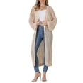 thumbnail image 1 of INSPIRE CHIC Crochet Long Cardigan for Women's 3/4 Sleeve Hollow Out Lightweight Knit Loose Sweater S Beige, 1 of 6