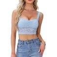 thumbnail image 1 of INSPIRE CHIC Women's Top Floral Lace Sleeveless Y2K Cropped Tank Going Out Party Top S Blue, 1 of 6