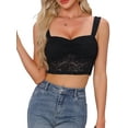 thumbnail image 1 of INSPIRE CHIC Women's Top Floral Lace Sleeveless Y2K Cropped Tank Going Out Party Top XS Black, 1 of 6