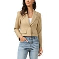 thumbnail image 1 of INSPIRE CHIC Cropped Blazer for Women's Lapel Collar Work Office Long Sleeve Suit Jacket Business Blazers M Khaki, 1 of 5