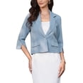 thumbnail image 1 of INSPIRE CHIC Cropped Blazers for Women 3/4 Sleeve Lapel Collar One Button Suit Jacket Blazer Business Casual XS Gray Blue, 1 of 6