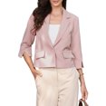 thumbnail image 1 of INSPIRE CHIC Cropped Blazers for Women 3/4 Sleeve Lapel Collar One Button Suit Jacket Blazer Business Casual XL Dark Pink, 1 of 6