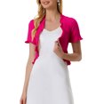 thumbnail image 1 of INSPIRE CHIC Cropped Cardigan for Women's Open Front Ruffle Knit Shrugs XS Hot Pink, 1 of 6