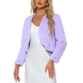 thumbnail image 1 of INSPIRE CHIC Cropped Open Front Jacket for Women's Faux Fur Long Sleeve Bolero Winter Coat L Light Purple, 1 of 6