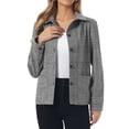 thumbnail image 1 of INSPIRE CHIC Cropped Shacket Plaid Jacket for Women Long Sleeve Fall Trendy Button Down Shirt with Pockets XS Black, 1 of 5