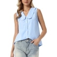 thumbnail image 1 of INSPIRE CHIC Cute Gingham Sleeveless Tops for Women's Peter Pan Collar Ruffled Trim Button Down Blouse XL Light Blue, 1 of 6