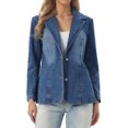 thumbnail image 1 of INSPIRE CHIC Denim Jacket for Women Button Down Notched Lapel Two Sides Pocket Casual Jean Jackets M Blue, 1 of 5