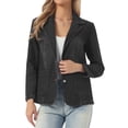 thumbnail image 1 of INSPIRE CHIC Denim Jacket for Women Button Down Notched Lapel Two Sides Pocket Casual Jean Jackets XL Black, 1 of 5