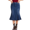 thumbnail image 1 of INSPIRE CHIC Denim Skirt for Women Casual Washed High Waisted Fishtail Midi Jean Skirts 2XL Deep Blue, 1 of 6