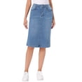thumbnail image 1 of INSPIRE CHIC Denim Skirt for Women High Waist Split Back Pockets Knee Length Pencil Skirt S Sky Blue, 1 of 6
