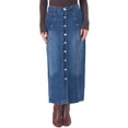 thumbnail image 1 of INSPIRE CHIC Denim Skirt for Women Midi Length Button Down H Line Long Jean Skirts XS Blue, 1 of 6