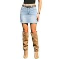 thumbnail image 1 of INSPIRE CHIC Denim Skirts for Women's Casual Y2K Stretchy Mini Jean Skirt with Belted XS Blue, 1 of 6