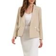 thumbnail image 1 of INSPIRE CHIC Double Breasted Blazer for Women's Notched Lapel Long Sleeve Work Office Suit Jackets XS Beige, 1 of 6