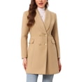 thumbnail image 1 of INSPIRE CHIC Double Breasted Winter Coat for Women's Lapel Neck Long Sleeve Outerwear Overcoat XL Khaki, 1 of 6